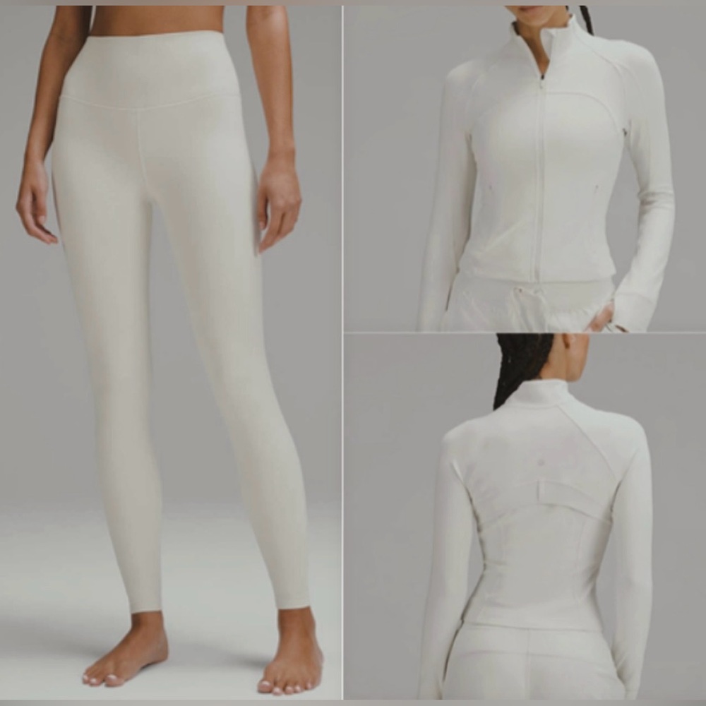Lululemon Athletica Cream Leggings and Jacket Set